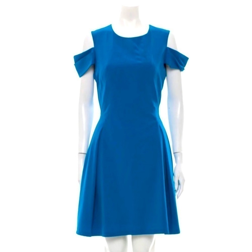 Z Spoke Zac Posen Blue Cold Shoulder Fit And Flare Dress